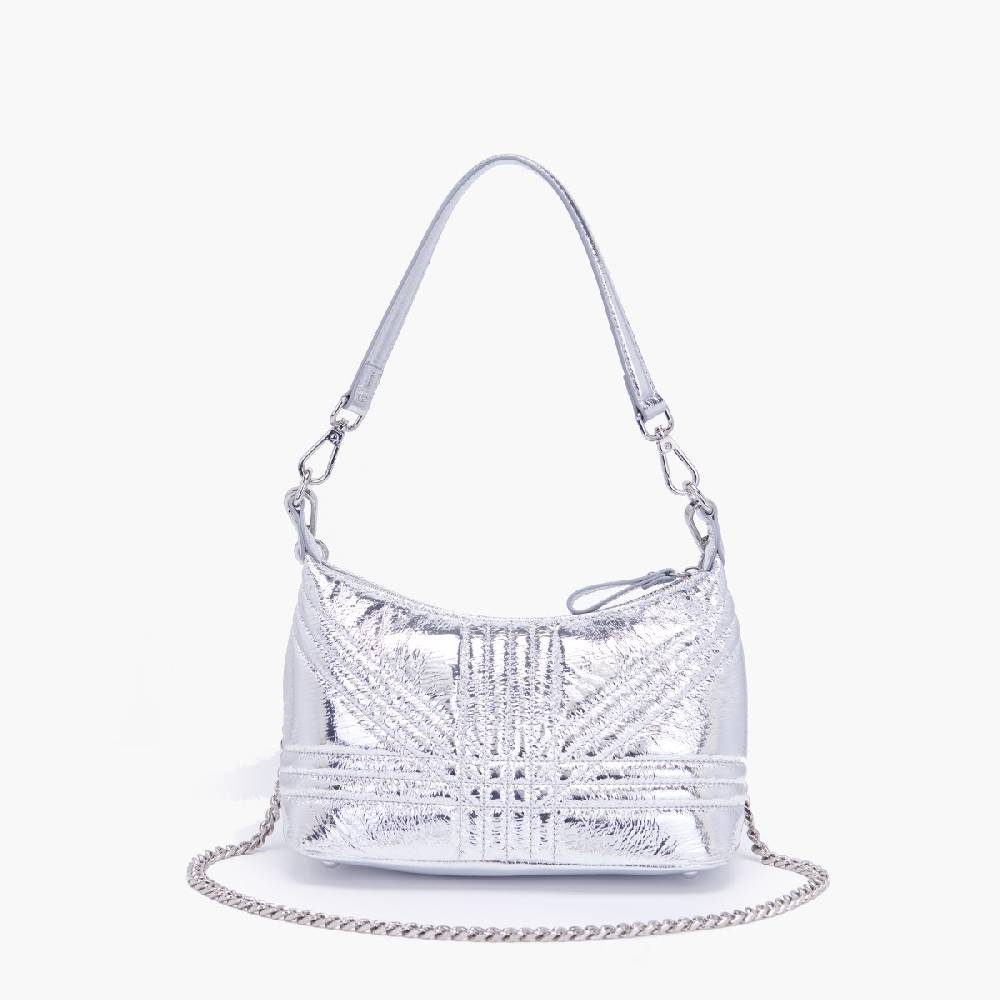 La Carrie MINI BORSA A SPALLA SHINY SILVER Vendita Economica