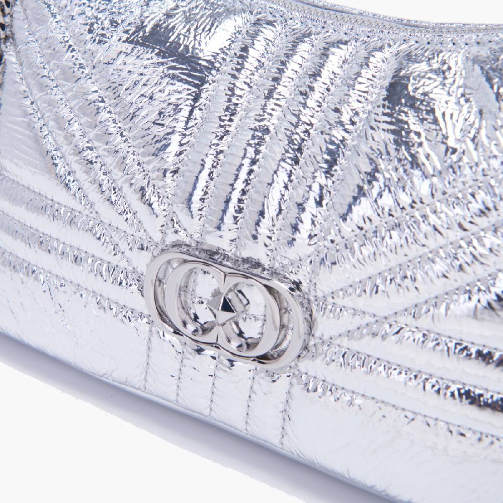 La Carrie MINI BORSA A SPALLA SHINY SILVER Vendita Economica
