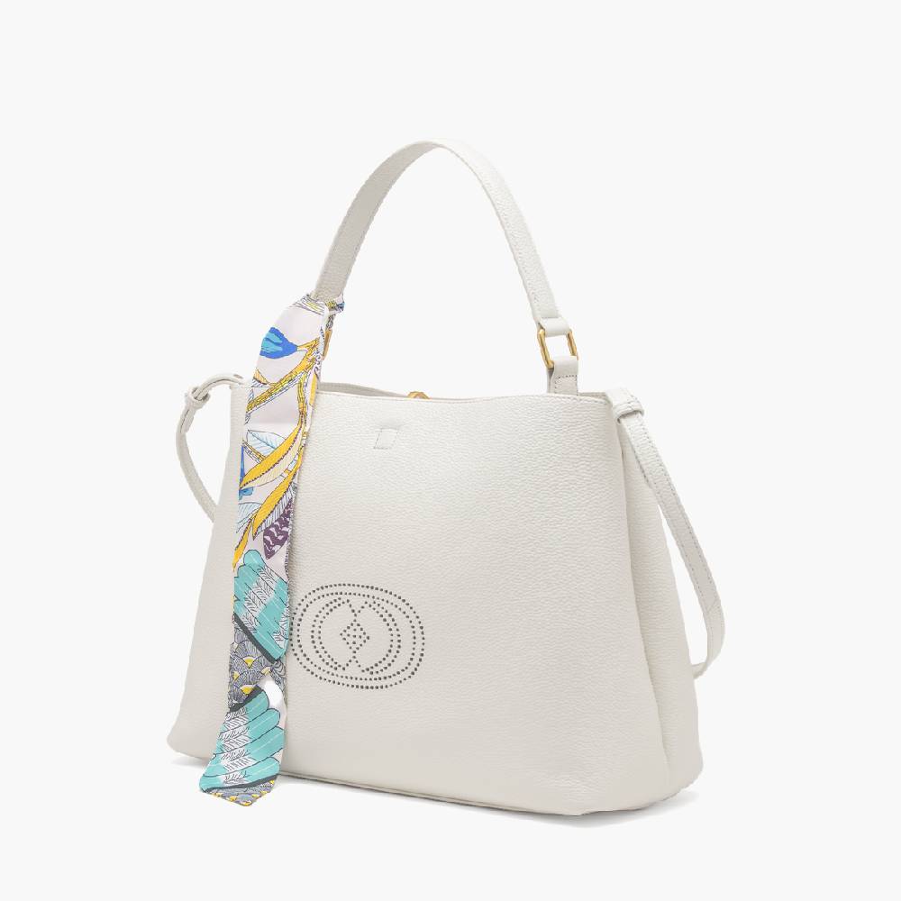 La Carrie BORSA SHOPPING DRILLED CREMA Negozio