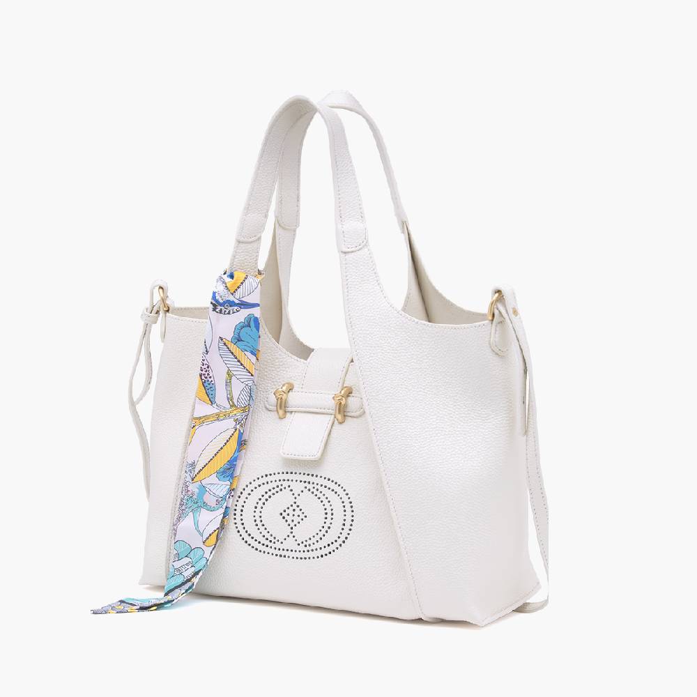 La Carrie BORSA SHOPPING DRILLED CREMA Italy