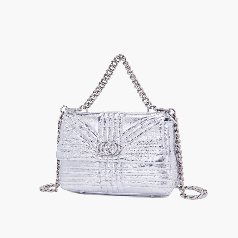 La Carrie BORSA A MANO SHINY SILVER Spedizione Gratuita