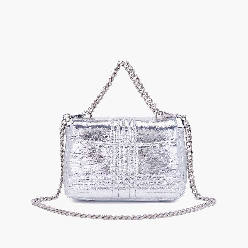 La Carrie BORSA A MANO SHINY SILVER Spedizione Gratuita