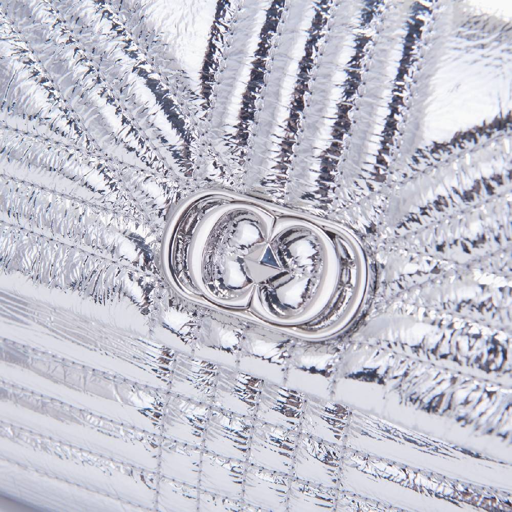 La Carrie BORSA A MANO SHINY SILVER Spedizione Gratuita