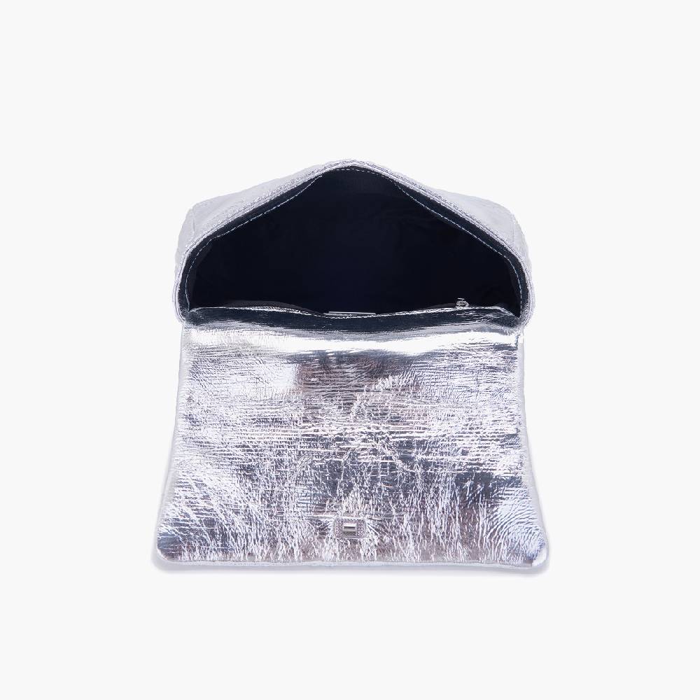 La Carrie BORSA A MANO SHINY SILVER Spedizione Gratuita