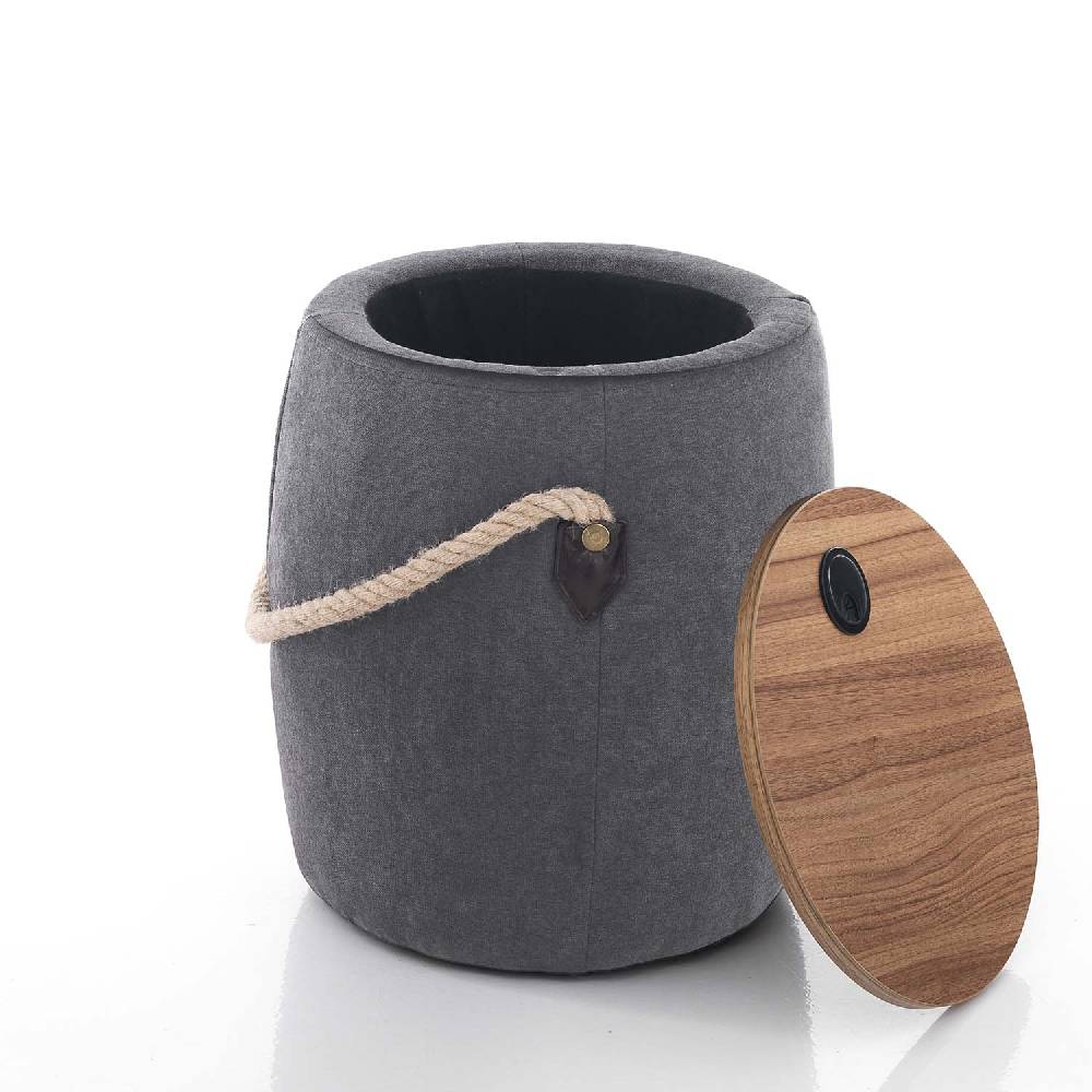 Oresteluchetta Pouf imbottito contenitore ANCHOR DARK GREY Economico