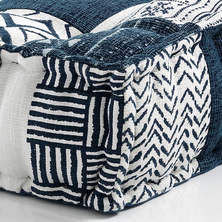 Oresteluchetta Pouf quadrato YANTRA WHITE/BLUE In Saldo
