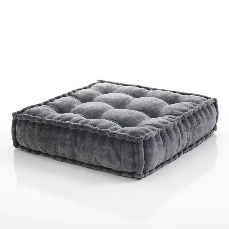 Oresteluchetta Pouf quadrato VELLUTO YANTRA GREY