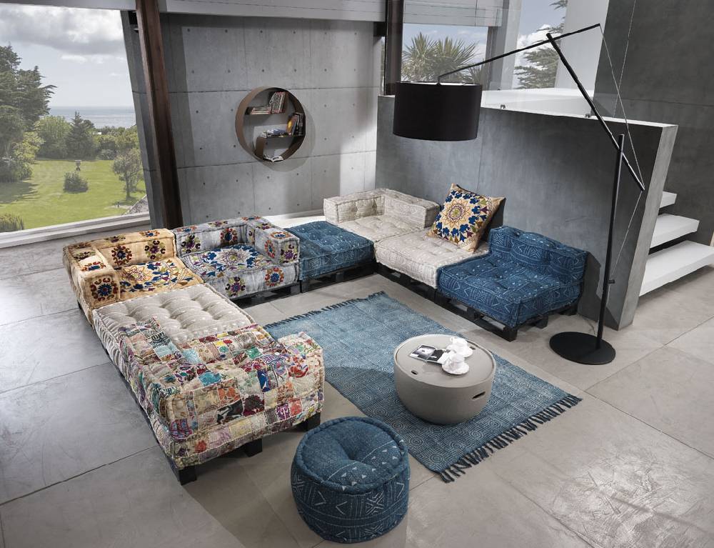 Oresteluchetta Pouf rotondo YANTRA BLUE Qualità