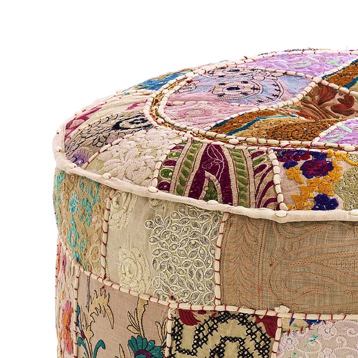 Oresteluchetta Pouf rotondo YANTRA PATCH BEIGE Consegna Veloce