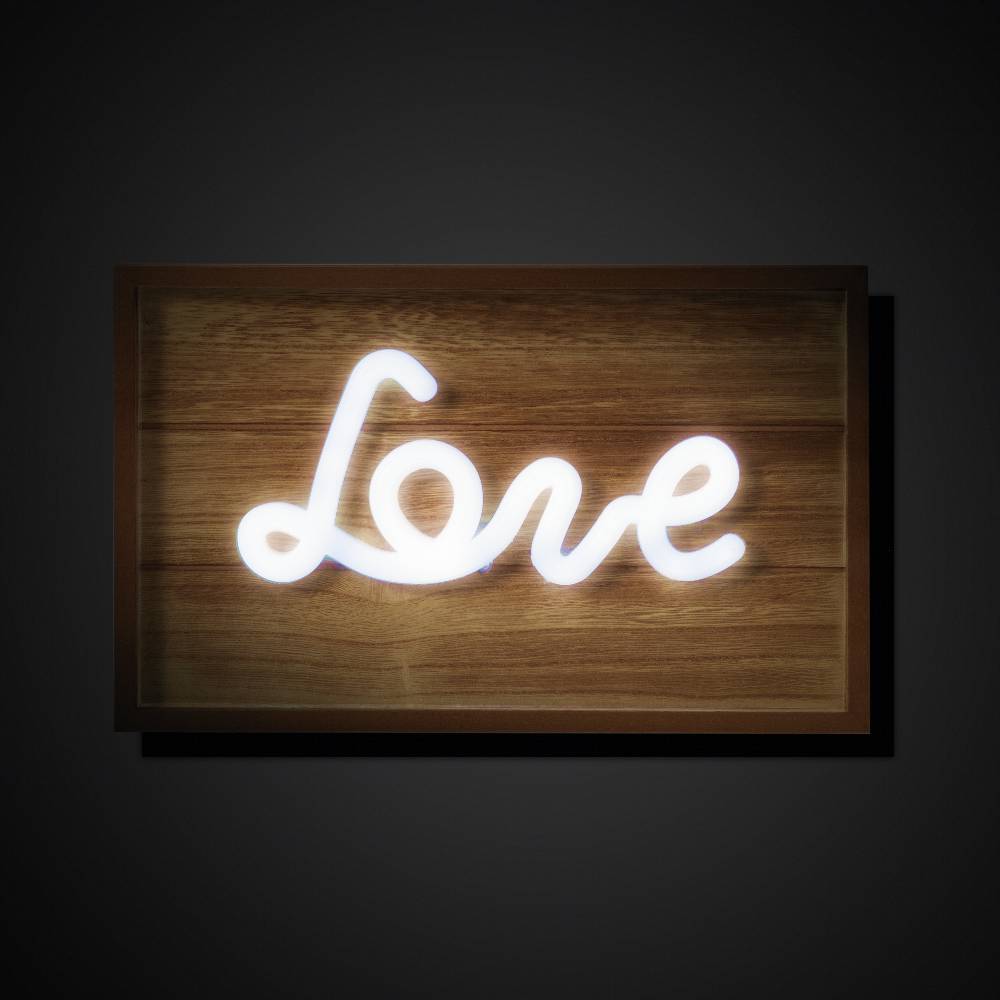 Oresteluchetta pannello da parete luminoso LOVE WOOD Promozione