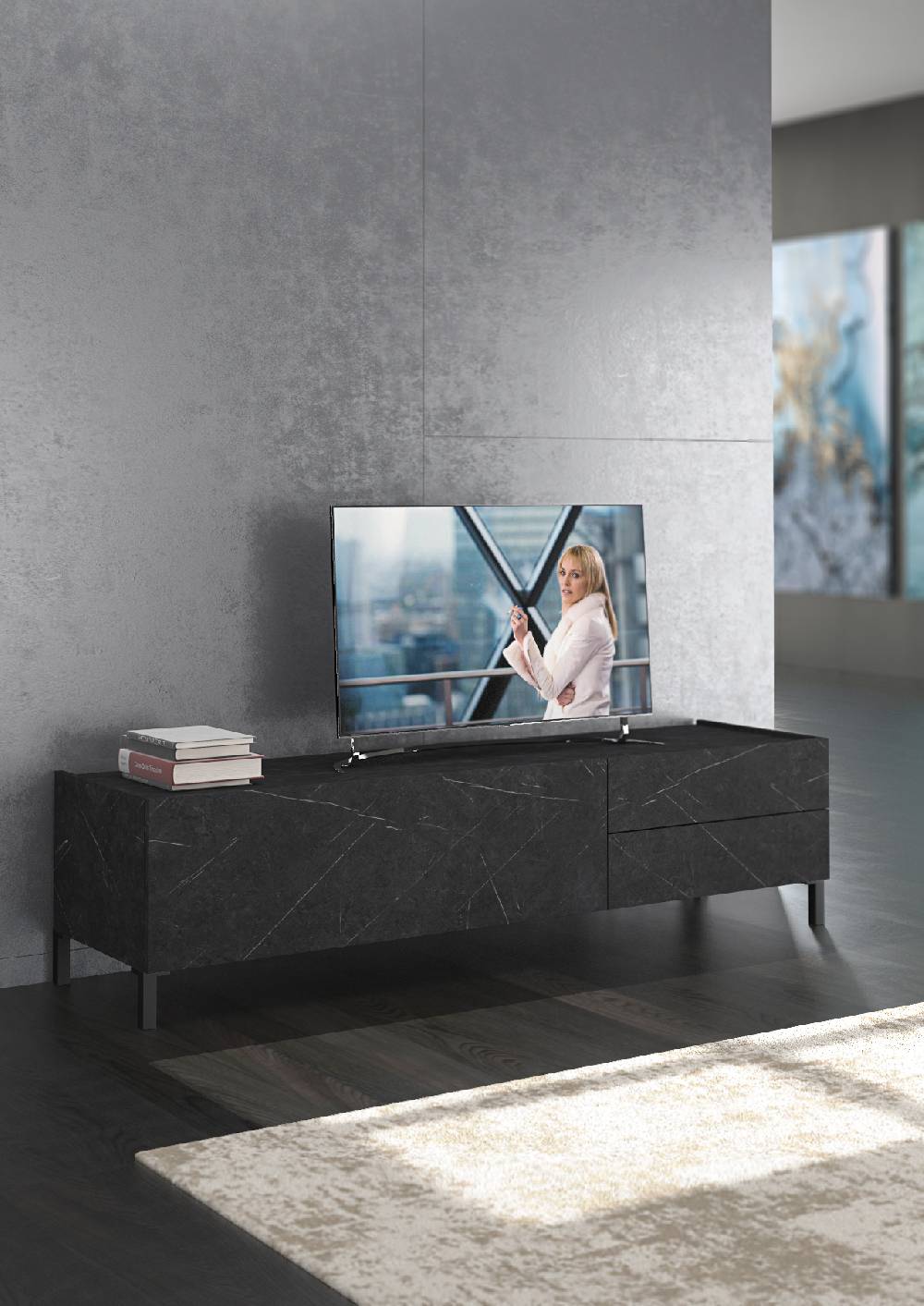 Oresteluchetta PORTA TV BURHAM BLACK MARBLE Only for today