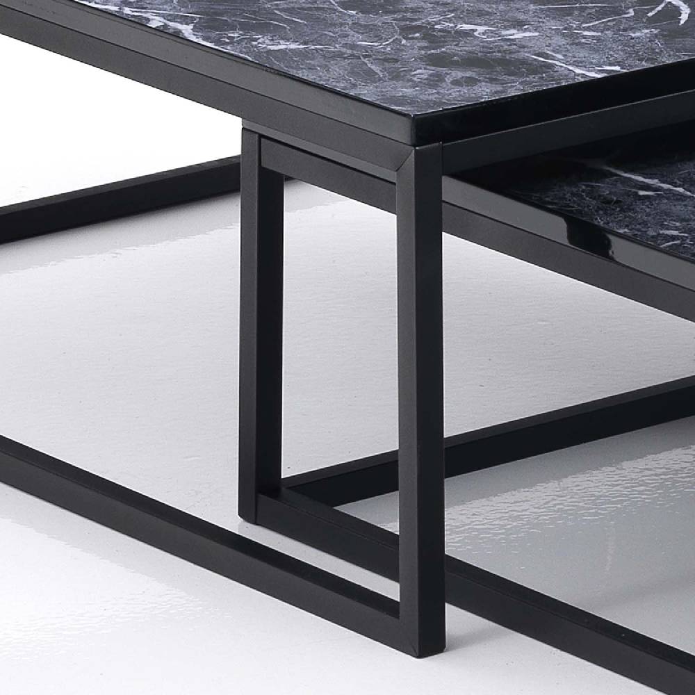 Oresteluchetta Set 2 tavolini OMAHA BLACK MARBLE Prezzo basso