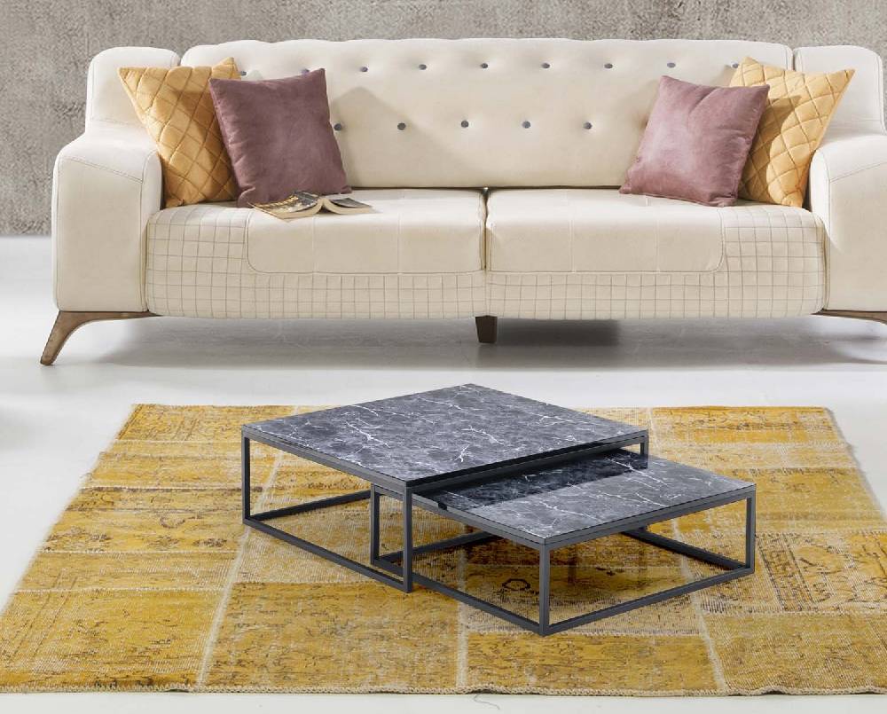 Oresteluchetta Set 2 tavolini OMAHA BLACK MARBLE Prezzo basso