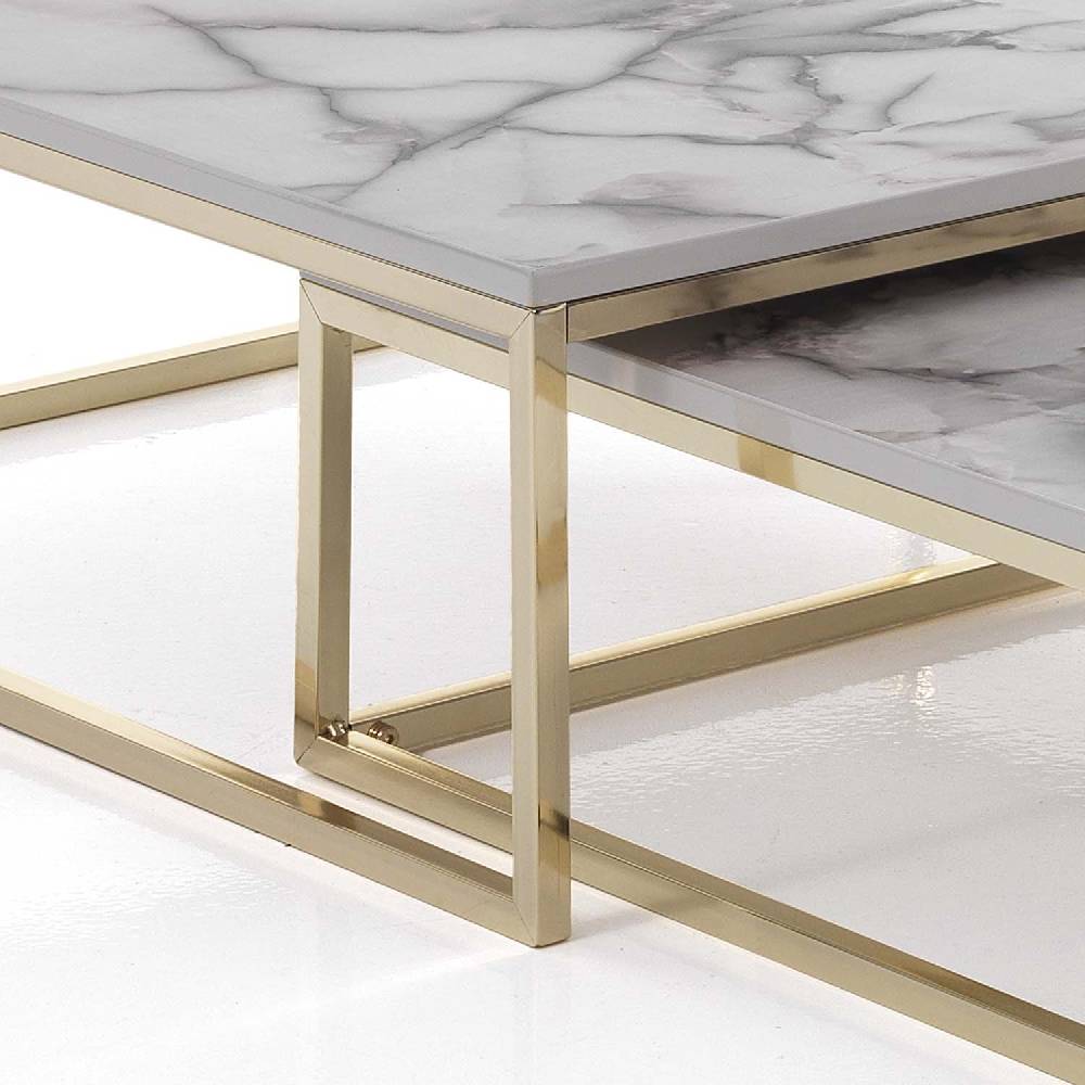 Oresteluchetta Set 2 tavolini OMAHA WHITE MARBLE Super Saving Price