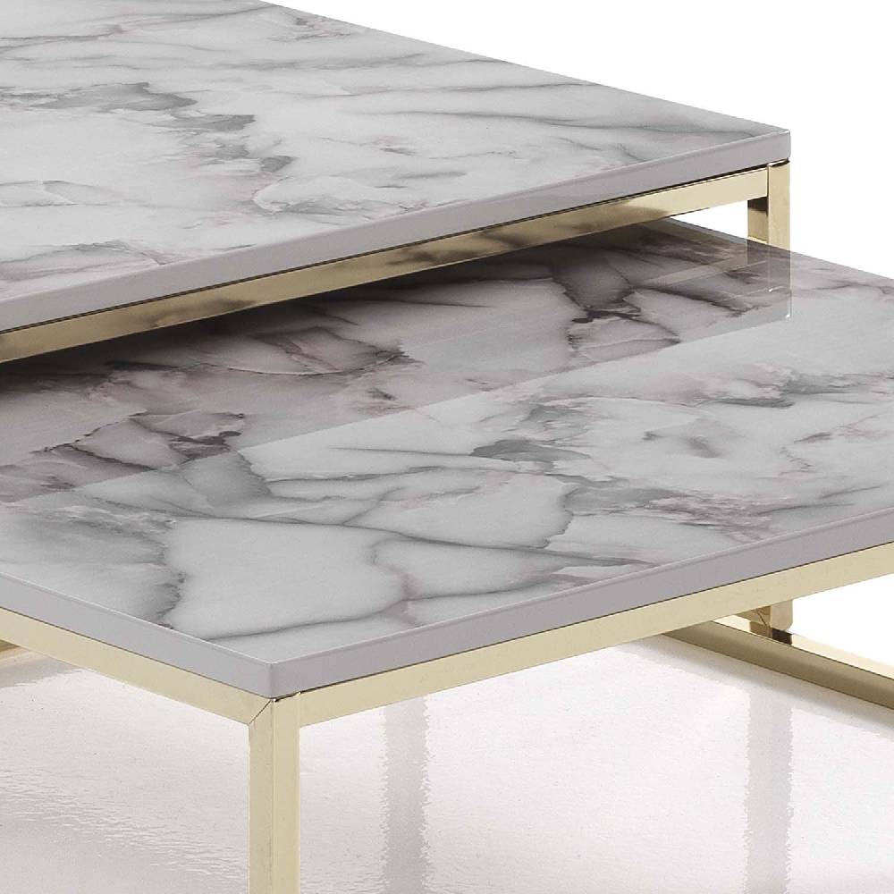 Oresteluchetta Set 2 tavolini OMAHA WHITE MARBLE Super Saving Price