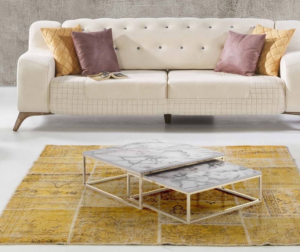 Oresteluchetta Set 2 tavolini OMAHA WHITE MARBLE Super Saving Price