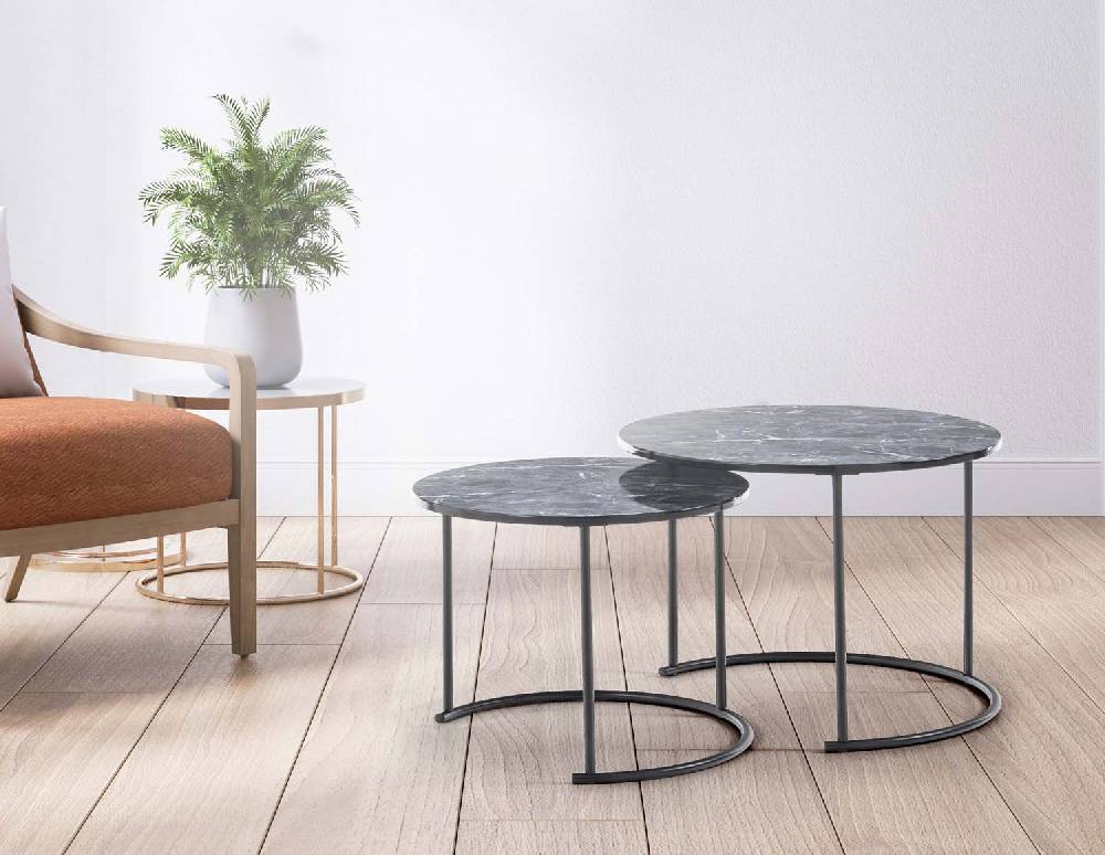 Oresteluchetta Set 2 tavolini OMAHA BLACK MARBLE Offerta settimanale