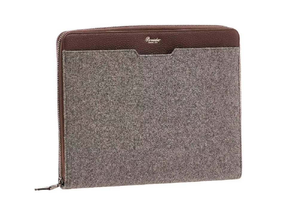 Pineider Porta ipad con zip in Wool Moda