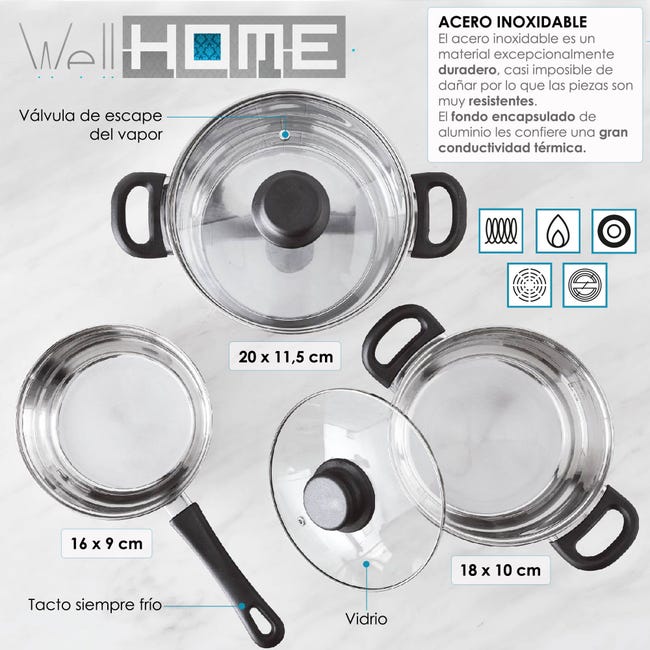 Leroymerlin Pentole in acciaio inox 5pz con Set 3 padelle Ø16 20 24 in alluminio pressofuso I Più Venduti