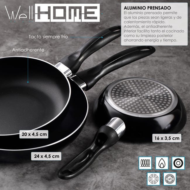 Leroymerlin Pentole in acciaio inox 5pz con Set 3 padelle Ø16 20 24 in alluminio pressofuso I Più Venduti