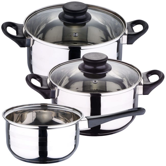 Leroymerlin Pentole in acciaio inox 5pz con Set 3 padelle Ø16 20 24 in alluminio pressofuso I Più Venduti