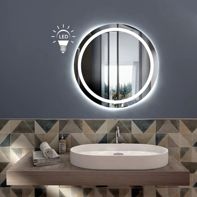 Leroymerlin STYLE GLASS Specchio Bagno Tondo VENERE Diamentro 60 cm Made in Italy Specchio Parete Retroilluminato a Led Vendite Flash
