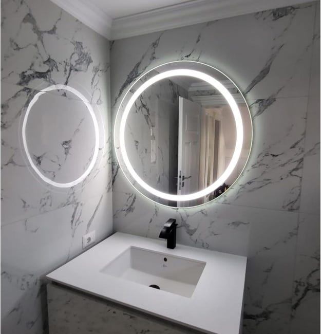 Leroymerlin STYLE GLASS Specchio Bagno Tondo VENERE Diamentro 60 cm Made in Italy Specchio Parete Retroilluminato a Led Vendite Flash