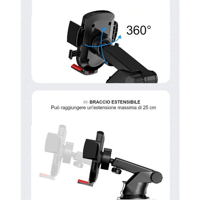 Leroymerlin Porta Cellulare Auto Ventosa Cruscotto Universale – Supporto Smartphone Macchina - Nero Offerta speciale