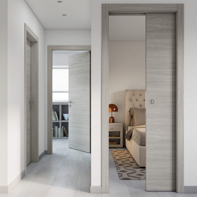 Leroymerlin Porta battente Cambridge rovere grigio L 70 x H 210 cm reversibile Offerte giornaliere