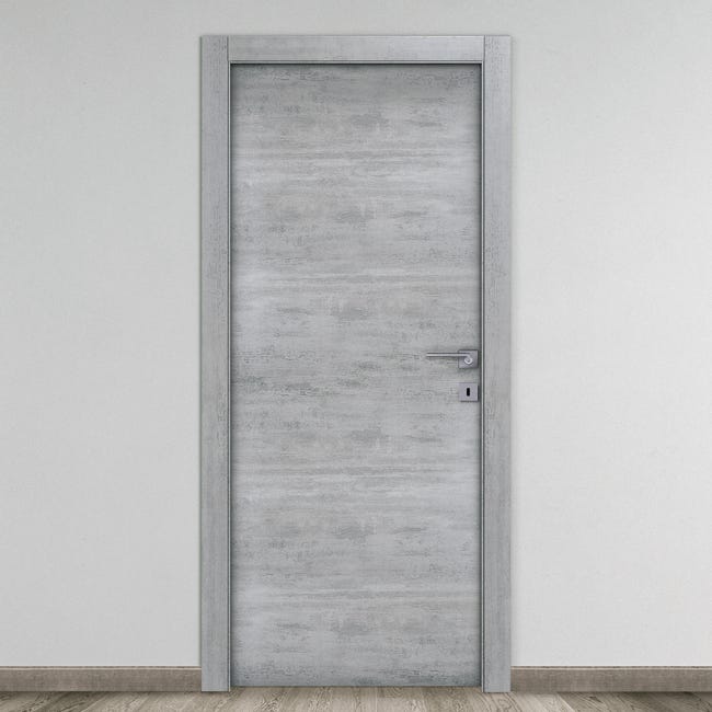 Leroymerlin Porta battente Beton grigio L 80 x H 210 cm reversibile Enormi risparmi
