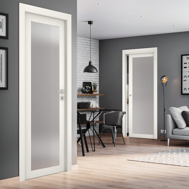 Leroymerlin Porta tamburata battente Glass vetrata bianco L 80 x H 210 cm sinistra Offerta settimanale