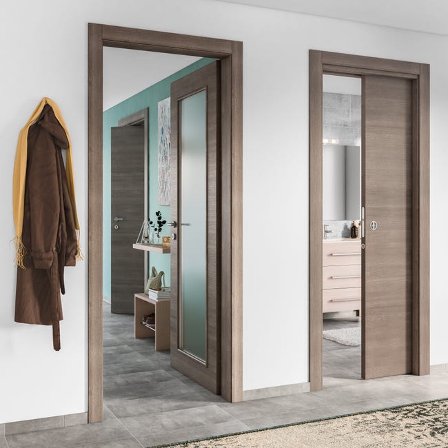 Leroymerlin Porta tamburata scorrevole Stylish grigio L 80 x H 210 cm reversibile Only for today
