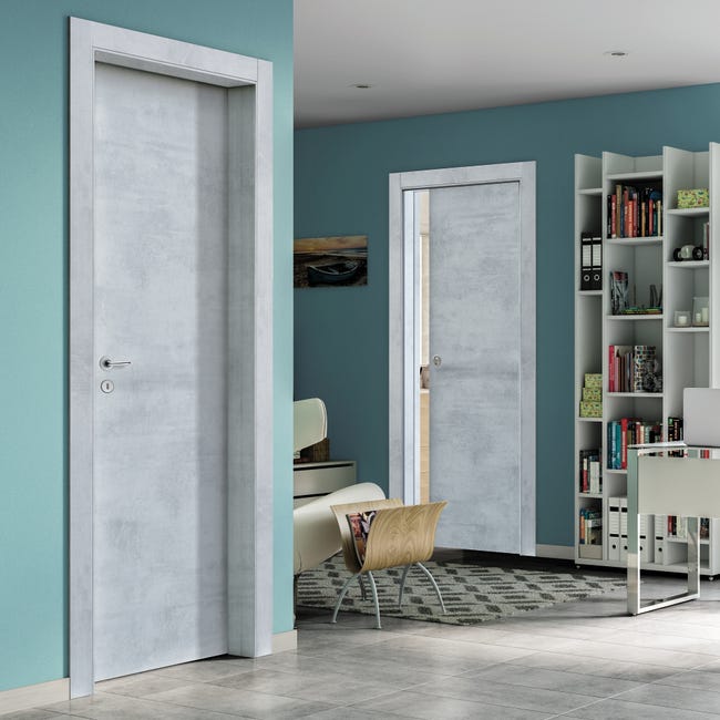 Leroymerlin Porta scorrevole Cemento cemento grigio L 70 x H 210 cm reversibile Sostegno trimestrale