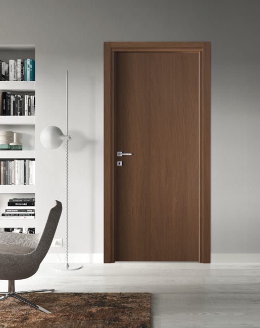 Leroymerlin Porta battente Noix noce L 70 x H 210 cm reversibile In Linea