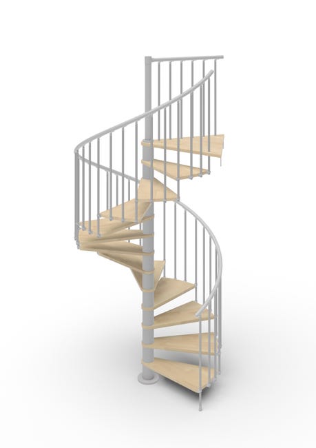Leroymerlin Scala a chiocciola a base tonda Luna larghezza 105 cm struttura in metallo grigio argento gradini in legno faggio Promozione