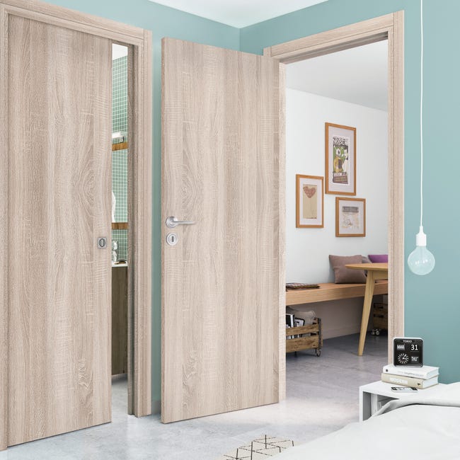 Leroymerlin Porta battente Brush rovere L 80 x H 210 cm reversibile Spedizione Gratuita