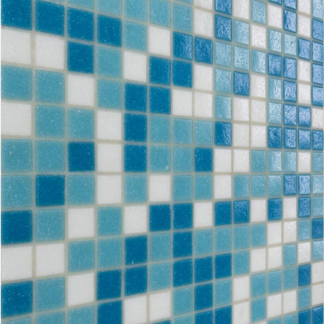 Leroymerlin Mosaico in vetro Classic Mix Swim blu e bianco L 32.7 x L 32.7cm x Sp. 4 mm 20 pezzi Promozione temporanea