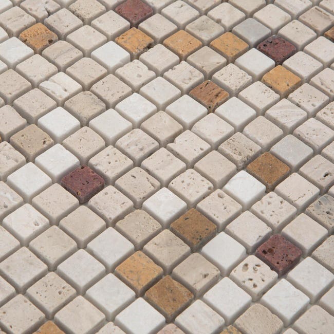 Leroymerlin Mosaico in pietra Travertino15 multicolore L 30 x L 30.5cm x Sp. 8 mm Only for today