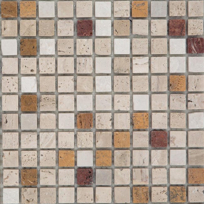 Leroymerlin Mosaico in pietra Travertino15 multicolore L 30 x L 30.5cm x Sp. 8 mm Only for today