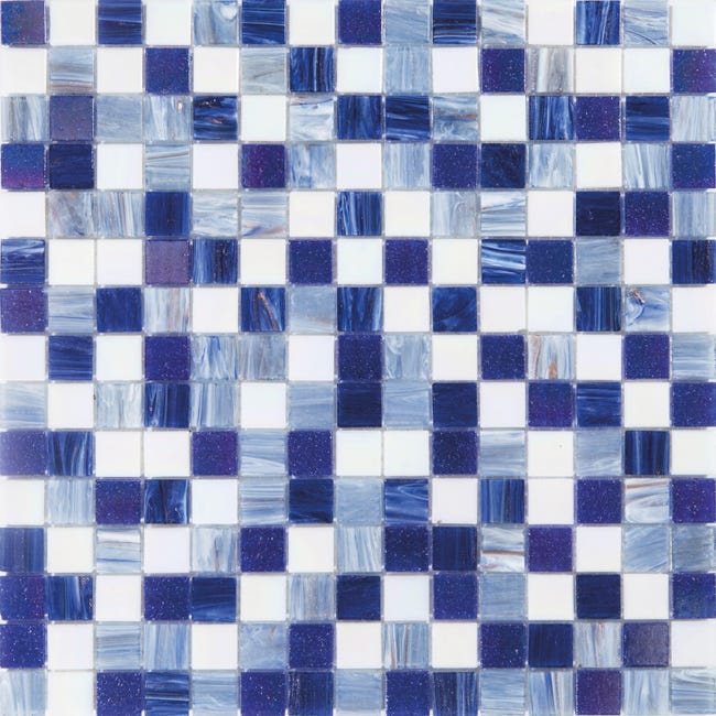 Leroymerlin Mosaico in vetro Chiffon blu e bianco e azzurro L 30 x L 31.8cm x Sp. 4 mm Sostegno trimestrale