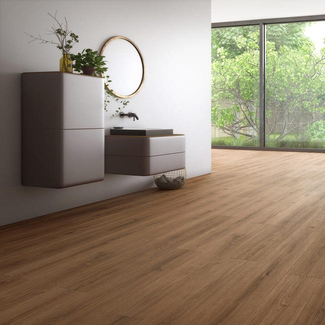 Leroymerlin Pavimento laminato ARTENS Waterwood marrone resistente all'acqua Sp 7mm Trasporto libero internazionale