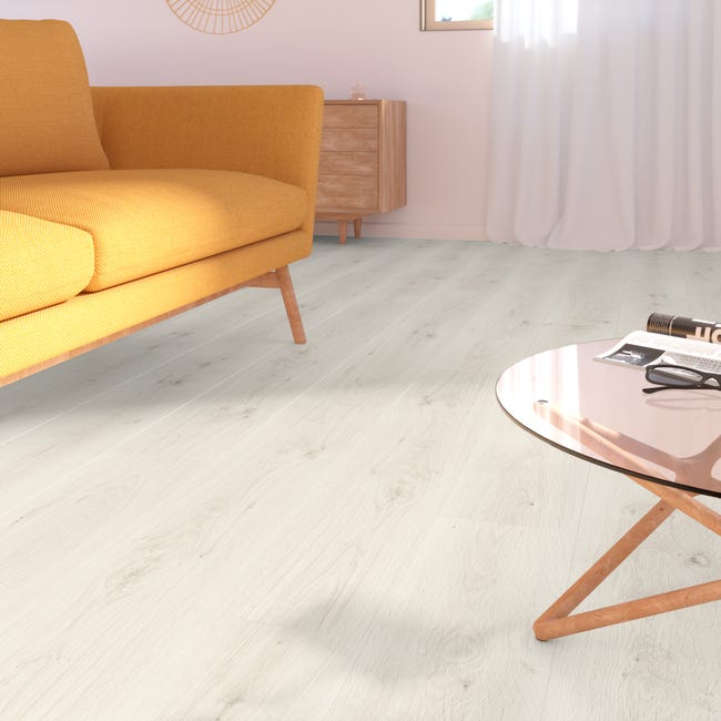 Leroymerlin Pavimento laminato ARTENS DESIGN Nisbet bianco resistente all'acqua Sp 8mm Italia