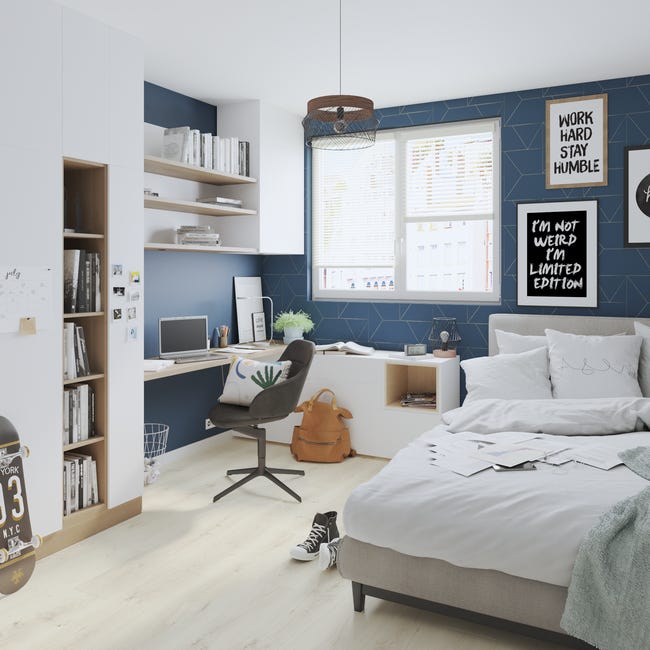 Leroymerlin Pavimento laminato ARTENS DESIGN Nisbet bianco resistente all'acqua Sp 8mm Italia