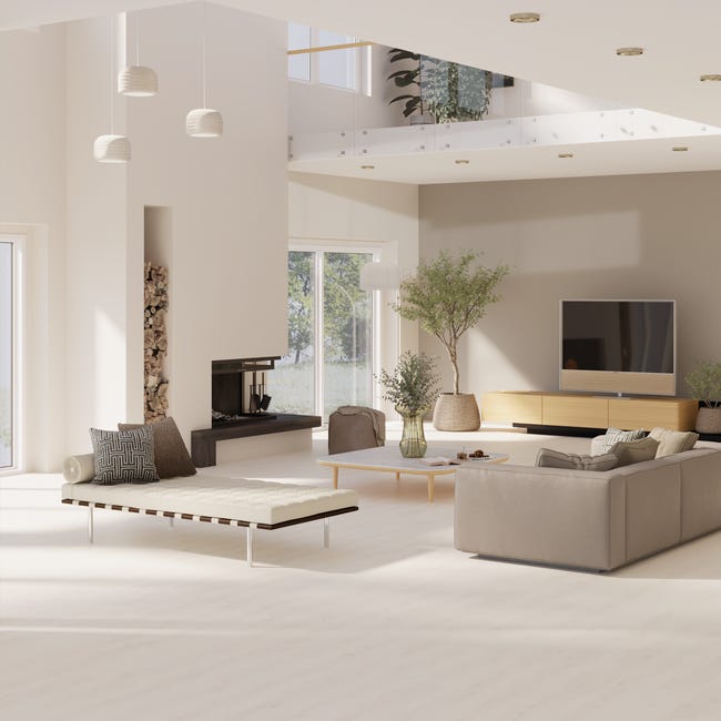 Leroymerlin Pavimento laminato ARTENS DESIGN Nisbet bianco resistente all'acqua Sp 8mm Italia