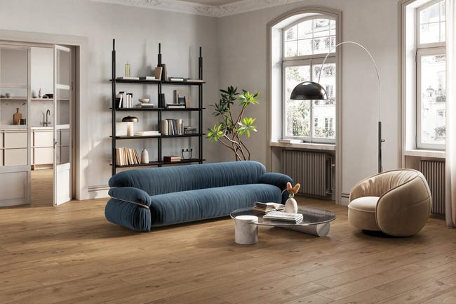 Leroymerlin Piastrella da pavimento e rivestimento interno rettificato Fable in gres porcellanato smaltato opaco marrone 120 x 20cm Sp. 9 mm traffico intenso (pei 4/5) R9 Qualità