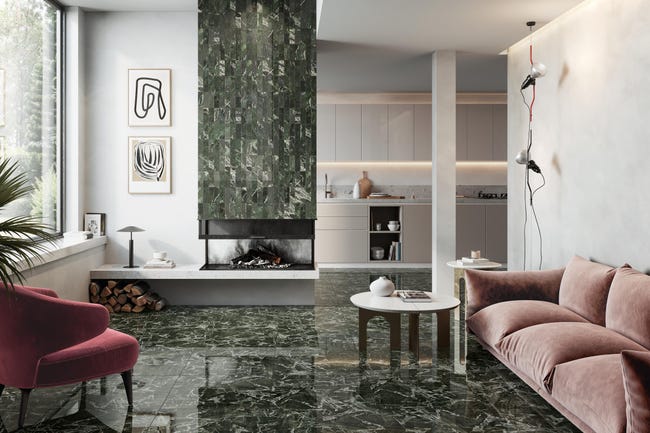 Leroymerlin Piastrella da pavimento e rivestimento interno rettificato Marble Vision in gres porcellanato smaltato lappato verde 60 x 60cm Sp. 9 mm traffico medio forte (pei 3/5) Offerte