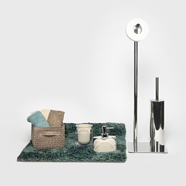 Leroymerlin Piantana porta rotolo e porta scopino wc Poseidon inox lucido Offerta esclusiva