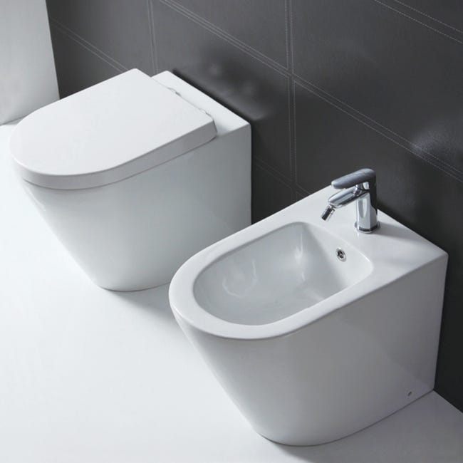Leroymerlin Vaso WC filomuro SENSEA compacta sedile incluso P 55 x L 36 x H 39.5 cm bianco Vendite stagionali