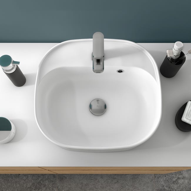 Leroymerlin Lavabo da appoggio Remix rettangolare in ceramica L 42.9 x P 39.7 x H 16 cm bianco Smaltimento dello stoccaggio