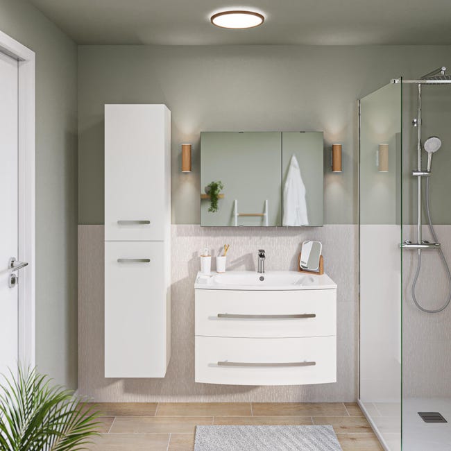 Leroymerlin Mobile da bagno sotto lavabo Perla bianco laccato opaco L 81.2 x H 53.7 x P 47.5 cm 2 cassetti lavabo non incluso Bestseller